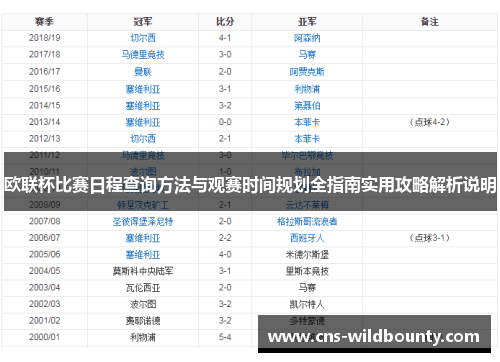 欧联杯比赛日程查询方法与观赛时间规划全指南实用攻略解析说明